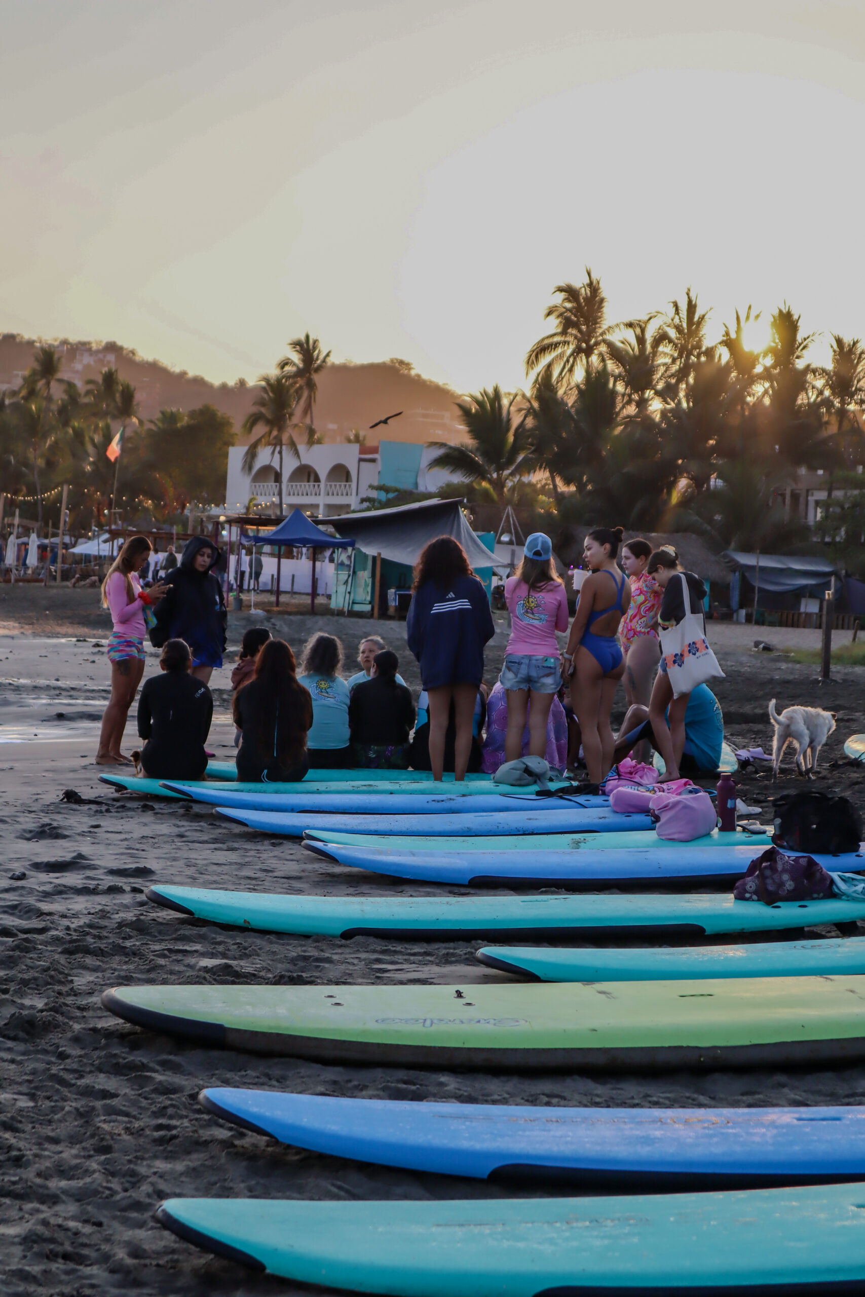 Grupo de chicas en surf camp